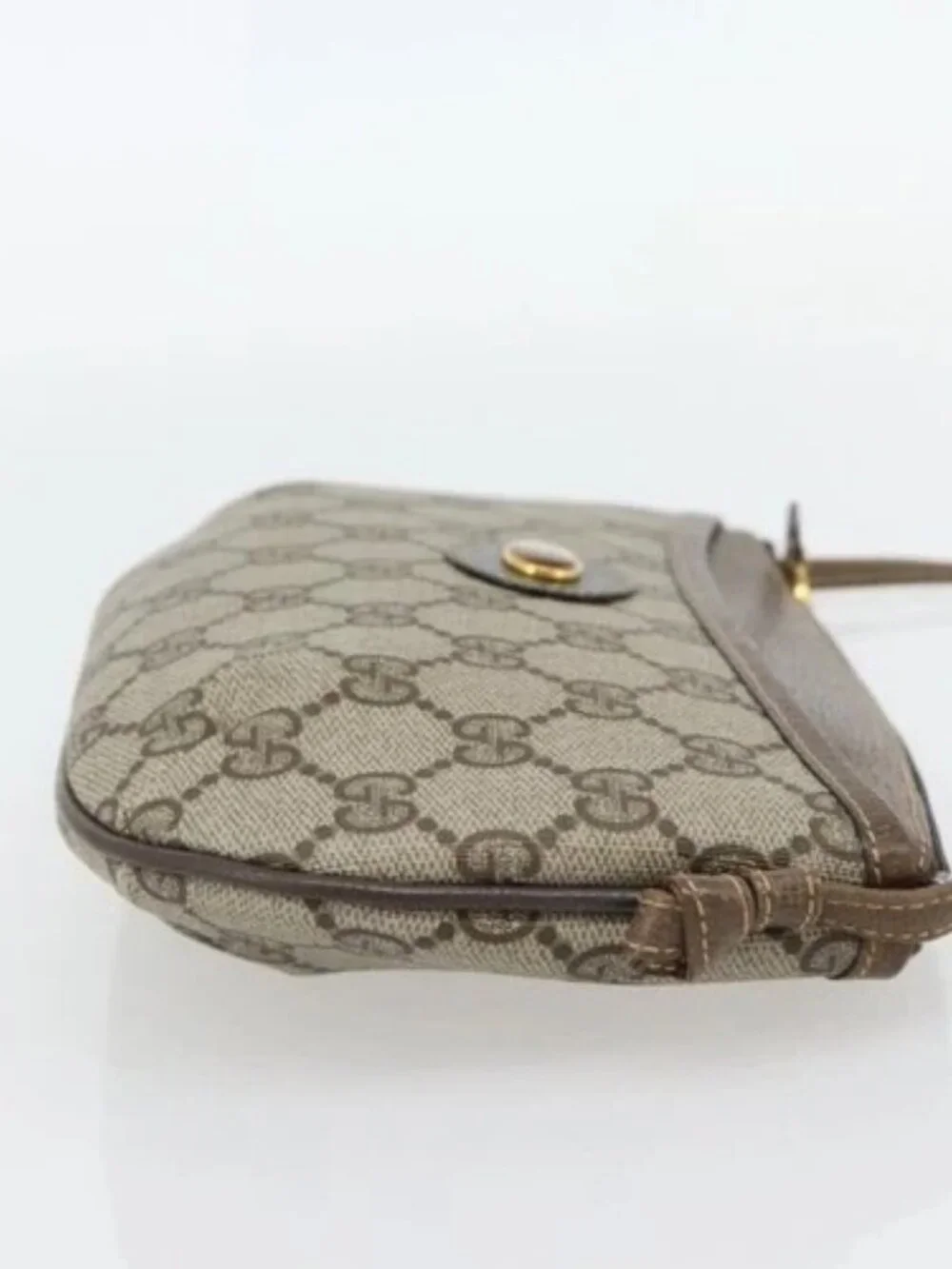 GUCCI GG Supreme Shoulder Bag PVC Beige Gold 904 02 020 Auth 181212